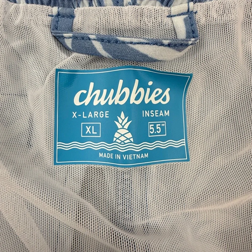 Chubbies Mens Blue Pineapple Print Swim Trunks XL 5.5 Inch Inseam SP25 109202-11